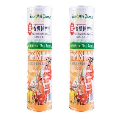 2 Packs - Shrimp Thai Gourmet Fried Chips - Banh Phong Vi Tom - 100 g per Can with 2 Cans per Order - Product of Thailand