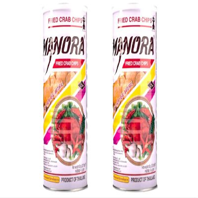 2 Packs - Manora Fried Crab Chips - Banh Phong Vi Cua - 90 g per Can with 2 Cans per Order - Product of Thailand