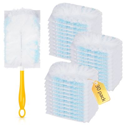 30 Count Duster Refills Compatible with Dusters 180 Handle Dusters, 180 Heavy Duty Multi-Surface Duster Replacement with 1 Standard Handle, Unscented