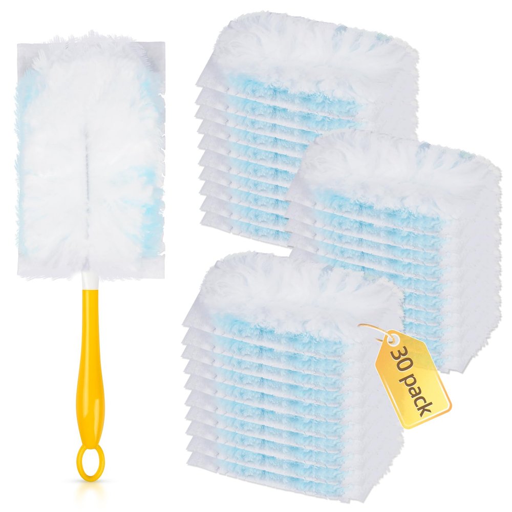 30 Count Duster Refills Compatible with Dusters 180 Handle Dusters, 180 Heavy Duty Multi-Surface Duster Replacement with 1 Standard Handle, Unscented