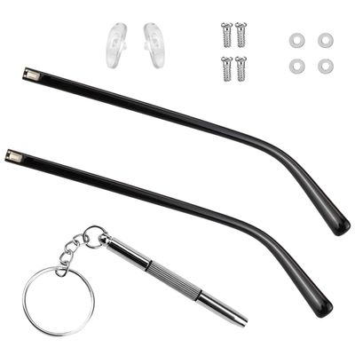 1 Pair Glasses Replacement Arms TR90 Plastic Frame Arms Flat Tooth Double Teeth and Multifunctional 3 in 1 Screwdriver for Glasses, SunglassesWidth 5mmGlossy Black