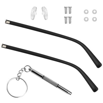 1 Pair Glasses Replacement Arms TR90 Plastic Frame Arms Flat Tooth Double Teeth and Multifunctional 3 in 1 Screwdriver for Glasses, SunglassesWidth 5mmFrosted Black