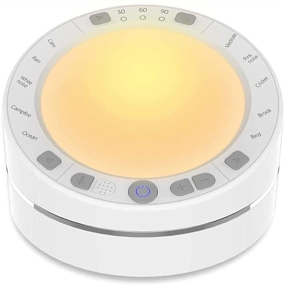 KouRy White Noise Machine, Sleep Sound Machine with 10 Soothing Sounds, Night Lights, Timer, Sound Machine for Baby Adults, Very Suitable for Home Office Travel (White)