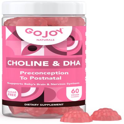 GOJOY NATURALS Prenatal Choline & DHA Gummies - Preconception to Postnatal Gummy Vitamin Supplement for Pregnant Women - Sweetened with Monk Fruit - 3rd Party Tested - Non GMO, Gluten Free, Vegan