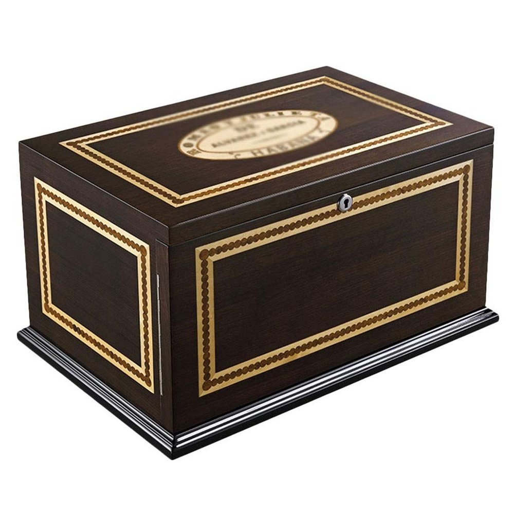 Humidors 120 Cigars Cooler Three-Tier Cigar Box Pine Cigar Box Moisturizing Cabinet Piano Paint Built-in Hygrometer Humidifier