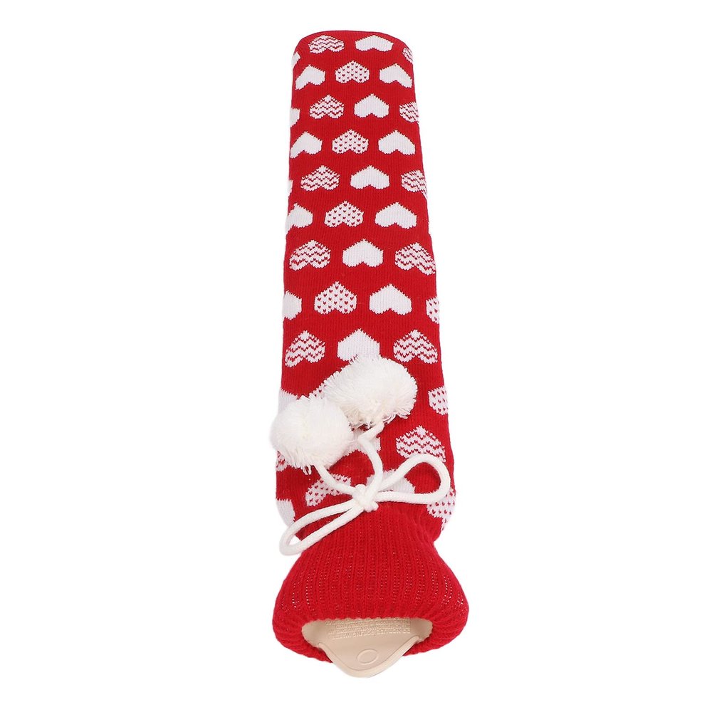 1L Hot Water Bottle, Soft Rubber Pain Thermal Hot Water Bag with Ribbon Design for Neck Waist Abdomen (White Heart)