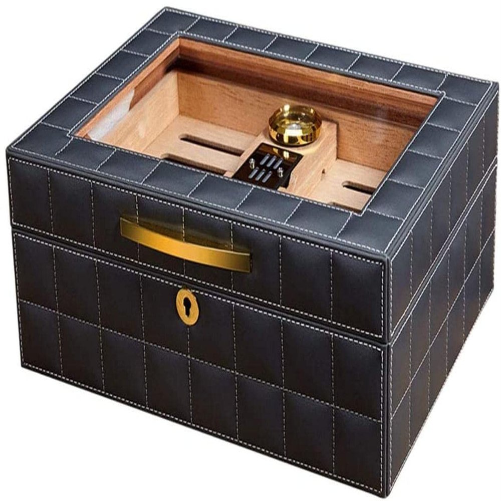 GagalU Travel Cigar Humidor Box with Humidifier Hygrometer Humidor Cigar Case Glass Humidors Decorative Box