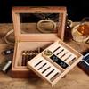 GagalU Travel Cigar Humidor Box with Humidifier Hygrometer Humidor Cigar Case Glass Humidors Decorative Box view 4