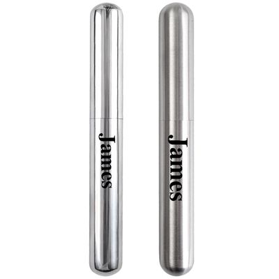 Auchic Personalized Christmas Gift for Men 2 Pack Stainless Steel Cigar Travel Case Custom Text/LOGO Cigars Moisturizing Tube (Glossy + Wire Drawing)