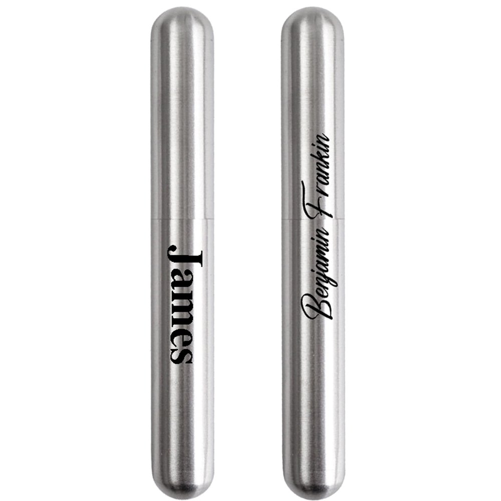 Auchic Personalized Christmas Gift for Men 2 Pack Stainless Steel Cigar Travel Case Custom Text/LOGO Cigars Moisturizing Tube (Wire Drawing + Wire Drawing)