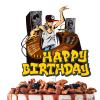 Gold Glitter Sound DJ Happy Birthday Cake Topper Cheer to Rock and Roll Music Theme Decor Supplies Men Women Boys Girls Birthday Party Decorations view 1