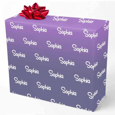 MyPupSocks Custom Text Wrapping Paper Purple, Personalized Name Gift Wrap Paper Funny Wrapping Paper Roll 58x23 for Boys Girls Kids Birthday Christmas Winter Holiday 3 Rolls