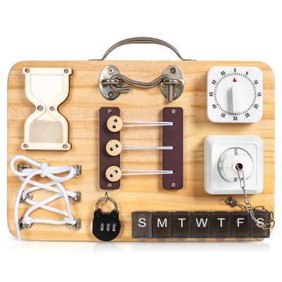 Assistex Wooden Fidget Busy Board for Dementia Patients  Memory Care Activities for Seniors, Fidget Board for Adults with Dementia, Elderly Sensory Toys for Anxiety Relief