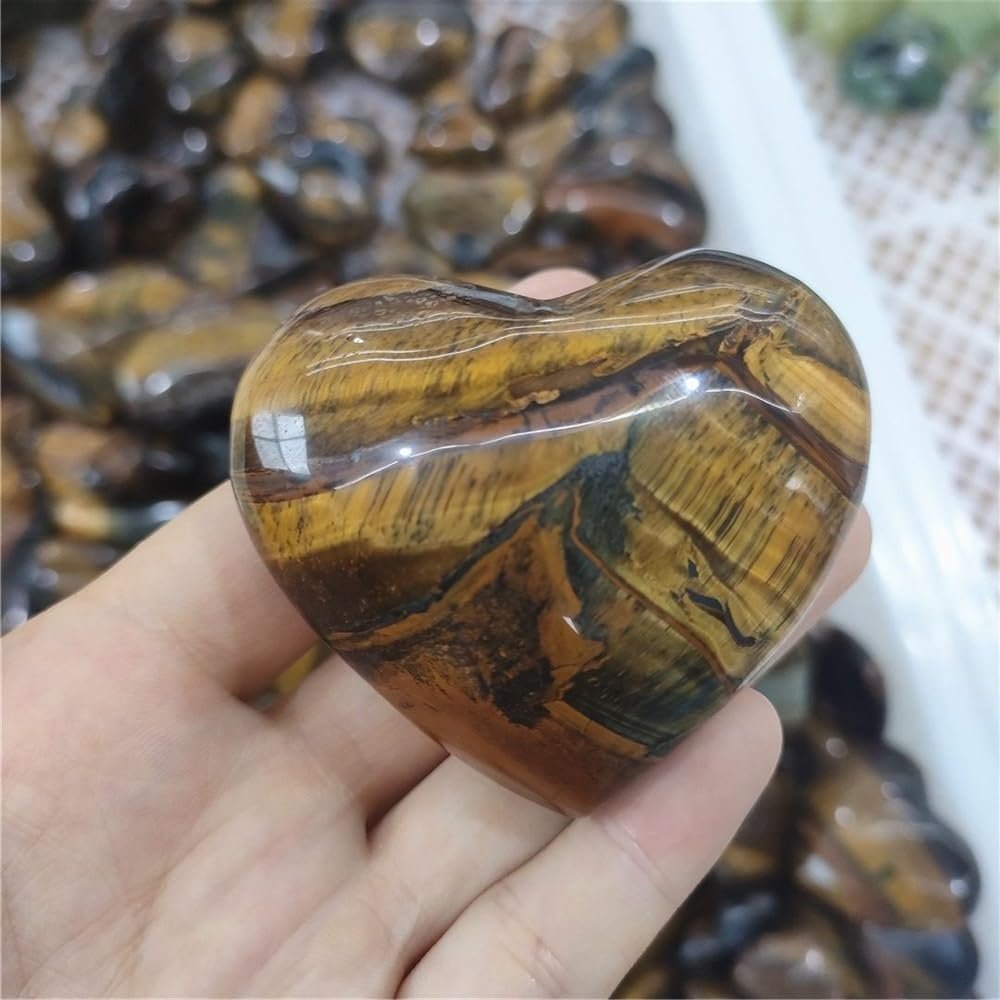 AtkitS Natural Crystal Heart Shape Tigers Eye Gemstone Reiki Healing Stone Crystal Heart Gemstone Gift 1pcs Stones and Crystals