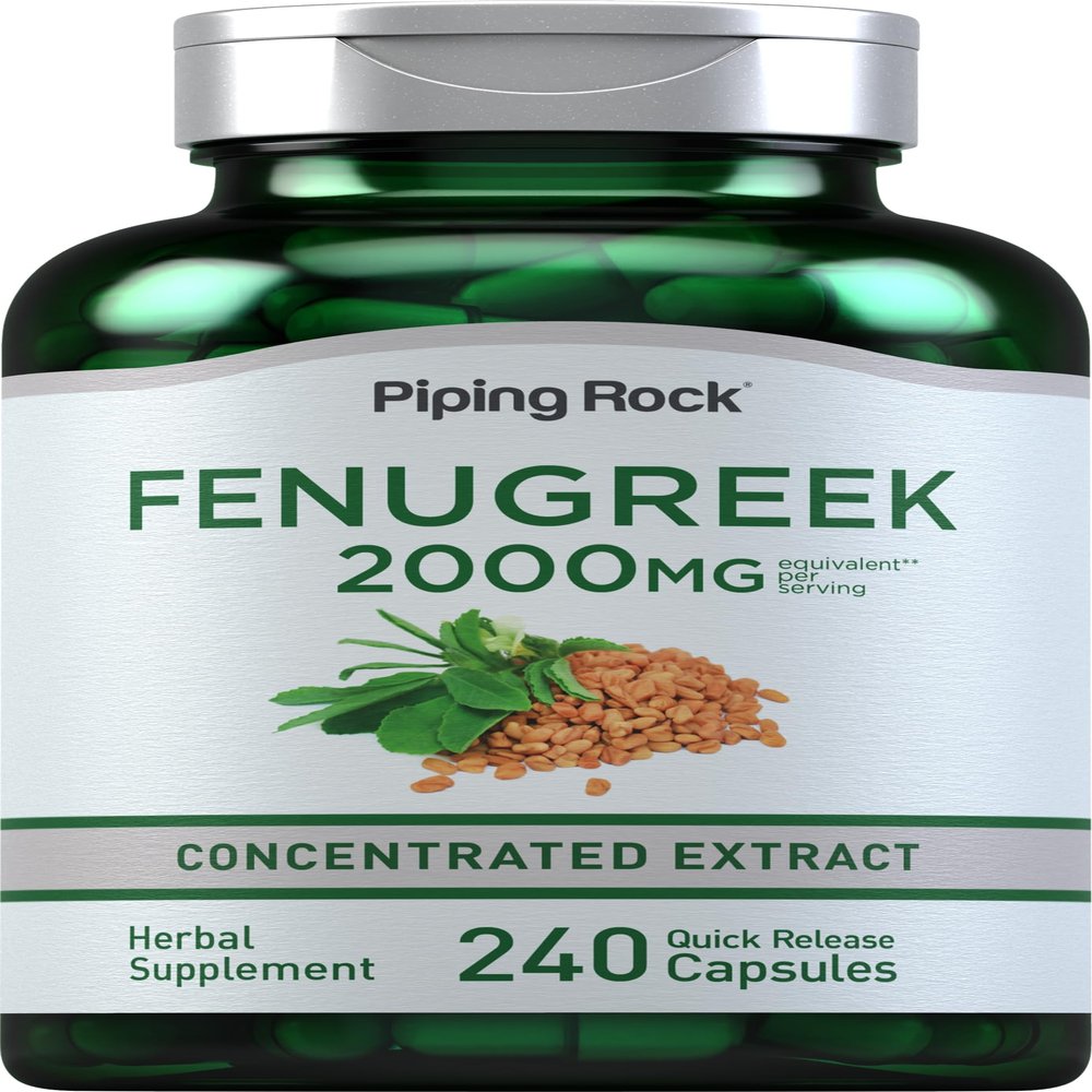 Piping Rock Fenugreek Capsules | 240 Pills | Supplement for Women and Men | Concentrated Seed Extract | Non GMO, Gluten Free