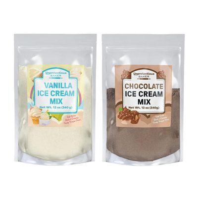 Unpretentious Vanilla & Chocolate Ice Cream Mix Bundle, 12 oz, Rich & Creamy, Homemade Ice Cream, Single Serving