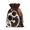 SSIMOO Coffee Collage Chic Drawstring Christmas Gift Bags,Patchwork Burlap Pull-String Bags,Reusable view 1