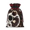 SSIMOO Coffee Collage Chic Drawstring Christmas Gift Bags,Patchwork Burlap Pull-String Bags,Reusable view 2