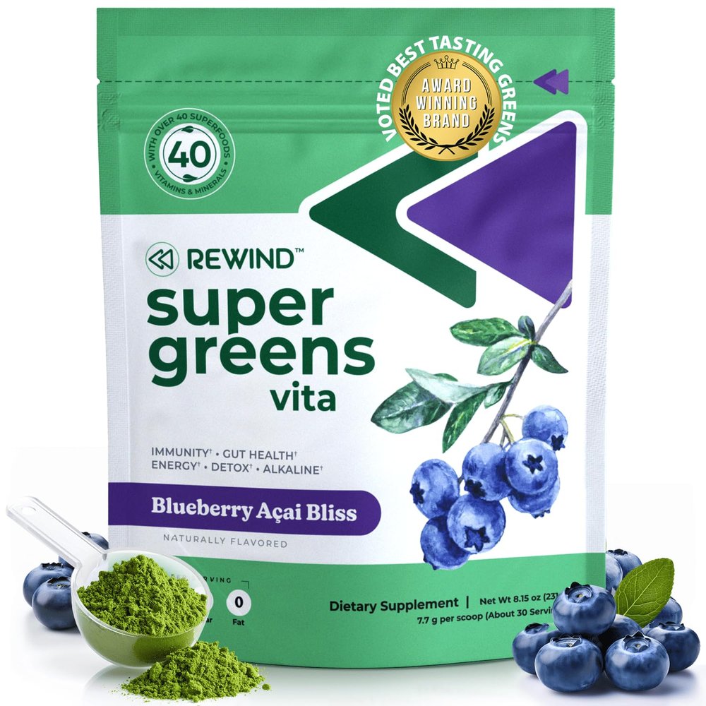 Best Tasting Super Greens Powder with 40+ Superfoods  Delicious Daily Green Powder with Vitamin B12, Zinc, Vitamin C, Magnesium & Calcium  Green Juice Superfood Mix - Blueberry Acai Flavor