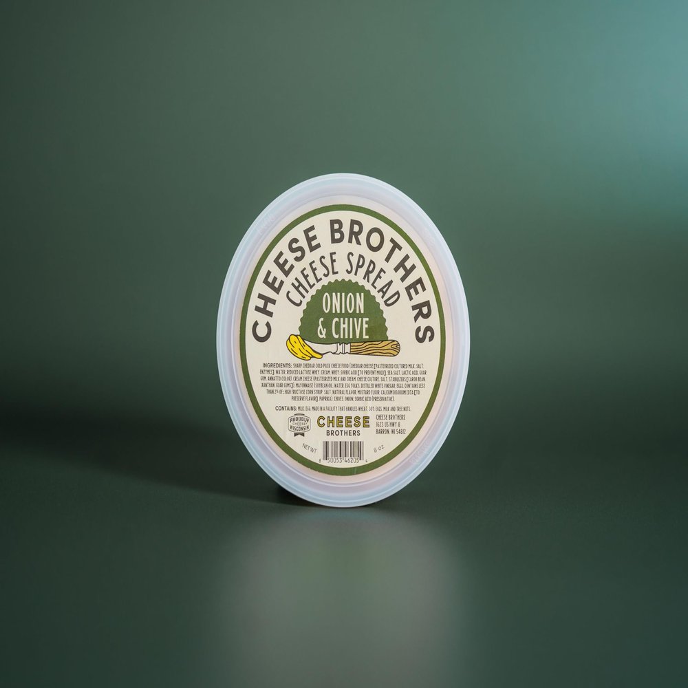 Cheese Bros. | Onion & Chive Cheese Spread | Crafted in Wisconsin | 6 PACK | 8 Ounces Each Pack