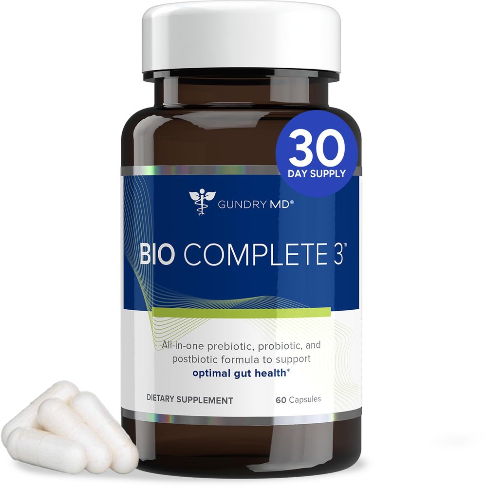 Gundry MD Bio Complete 3, 3-in-1 Probiotics for Gut Health, Probiotic Supplements for Digestion, Supplement Supporting Bloating, Gas, Food Cravings, Energy Levels, Skin, and Focus, 30 Day Supply