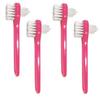 AmeriCan Goods 4Pcs Denture Dual Head Brush Cleaning Care Denture Toothbrush Every Day & Traveling Use (Pink) view 1