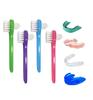 AmeriCan Goods 4Pcs Denture Dual Head Brush Cleaning Care Denture Toothbrush Every Day & Traveling Use (Pink) view 4