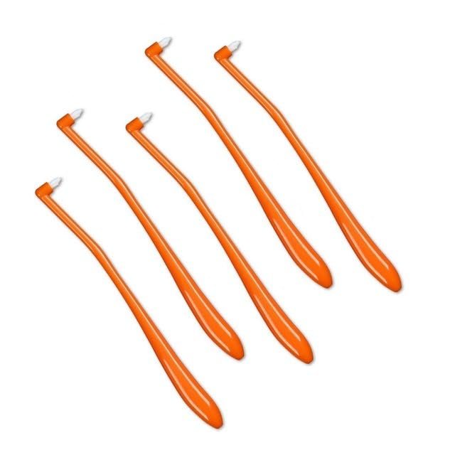 AmeriCan Goods 5/pk Dental Tufted Brush Toothbrush Specialty Trim Interspace Brush for Denture, Braces, Ideal for Pet's Tooth Detail Cleaning (Orange)