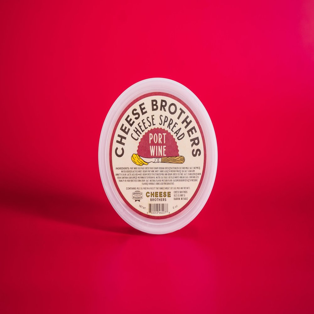 Cheese Bros. | Port Wine Cheese Spread | Crafted in Wisconsin | 6 PACK | 8 Ounces Each Pack