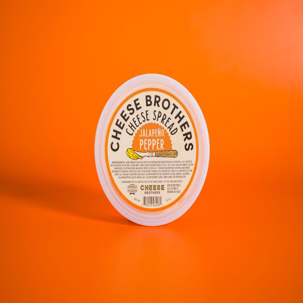 Cheese Bros. | Jalapeno Cheddar Cheese Spread | Crafted in Wisconsin | 6 PACK | 8 Ounces Each Pack