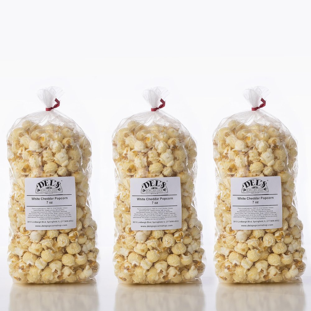 Del's Popcorn Variety Pack (Three Pack) - Gourmet Popcorn Gift Set (White Cheddar 3 Pack)