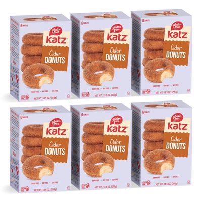 Katz Gluten Free Cider Donuts. Seasonal Donut with a Sweet Apple Cider Taste. Coated with Cinnamon Sugar. Free of Dairy, Soy, and Nut. Kosher 10.5oz (6pk)