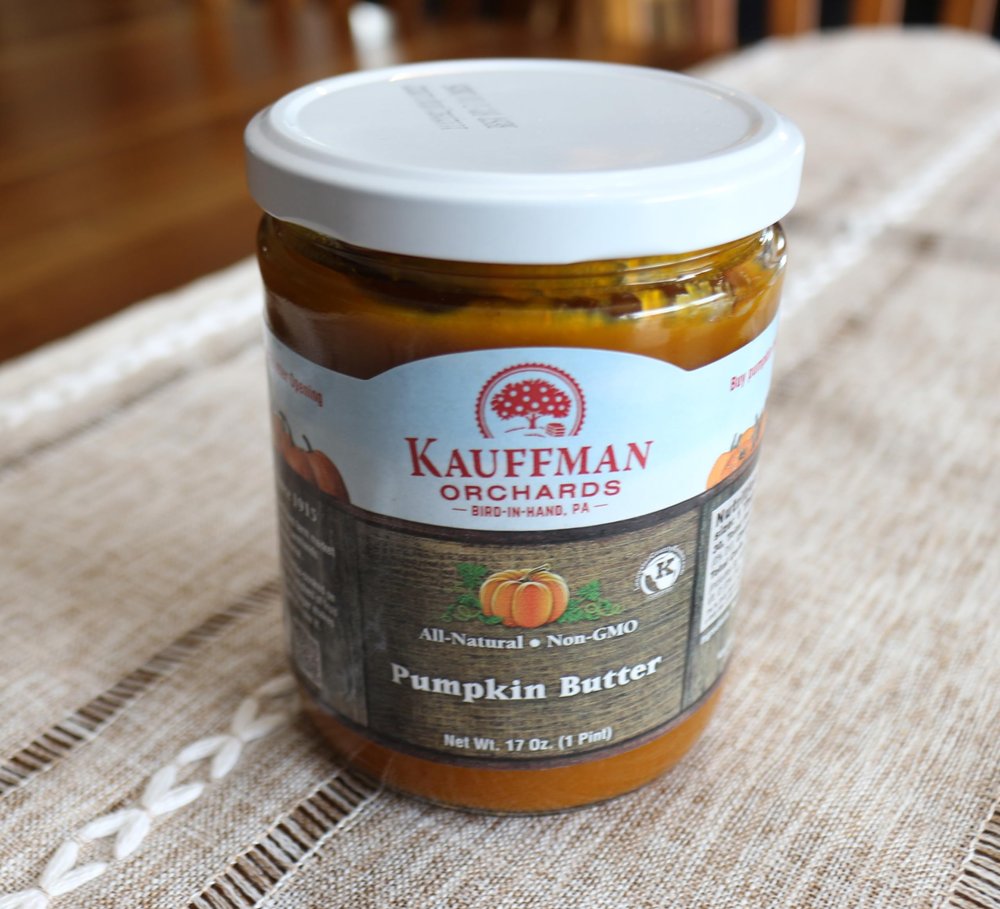 Kauffman Orchards Pumpkin Butter Spread, With Sugar and Spice, Made in Lancaster County Pennsylvania, 17 Oz. Jar