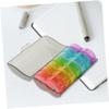 Weekly Portable Medicine Organizer Individual Compartments Travel-Friendly Pill Dispenser for Convenient Medication Storage Day Organizer for Daily Use Chequered Design view 4
