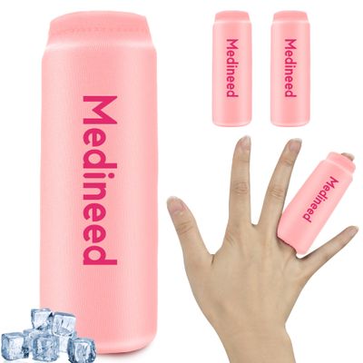 2PCS Finger Sleeves Gel Ice Pack, Lasting Cold Compress Freeze Sleeve, Reusable Finger Brace Ice Packs for Injuries, Arthritis, Tendonitis, Gout, Sprains, Middle Protectors (Pink)