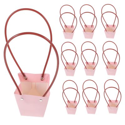 Abaodam 10pcs Tote Bags Bag Packing for Bouquet for Flowers Paper Basket Handheld Bouquets Extra Small Material