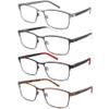 mrbobmslee 4 Pack Reading Glasses for Men, Blue Light Blocking Computer Readers, Anti UV Ray/Eye Strain/Glare, Metal Frame Eyeglasses with Pouches(300 Magnification Strength) view 1