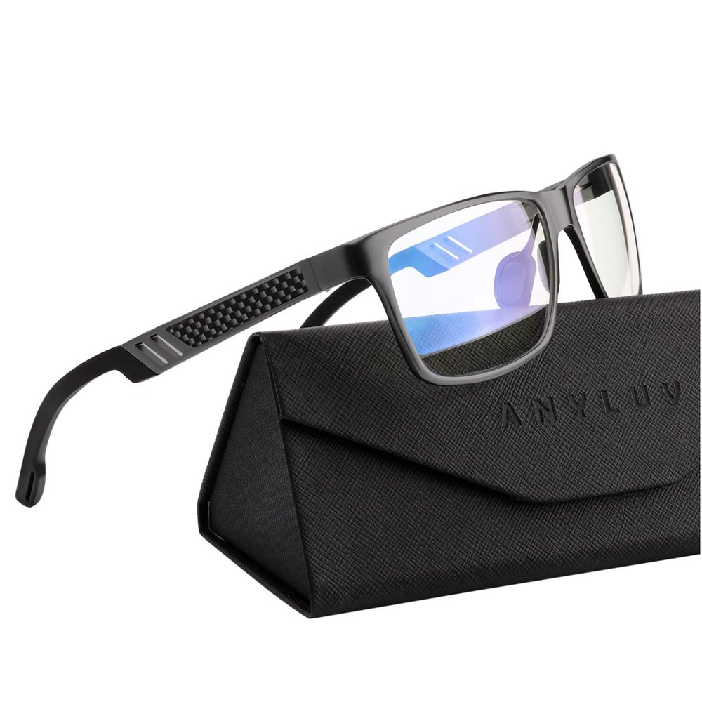 ANYLUV Reading Glasses Men Women Blue Light Blocking, Premium Mens Reading Glasses Al-mg Frame with Spring Hinge Anti Glare