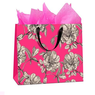 14" Large Hot Pink Gift Bags with Tissue Paper and Happy Birthday Gift Bag for Women's and Mother's Day birthday Valentine's day weddings,anniversaries Any Occasion