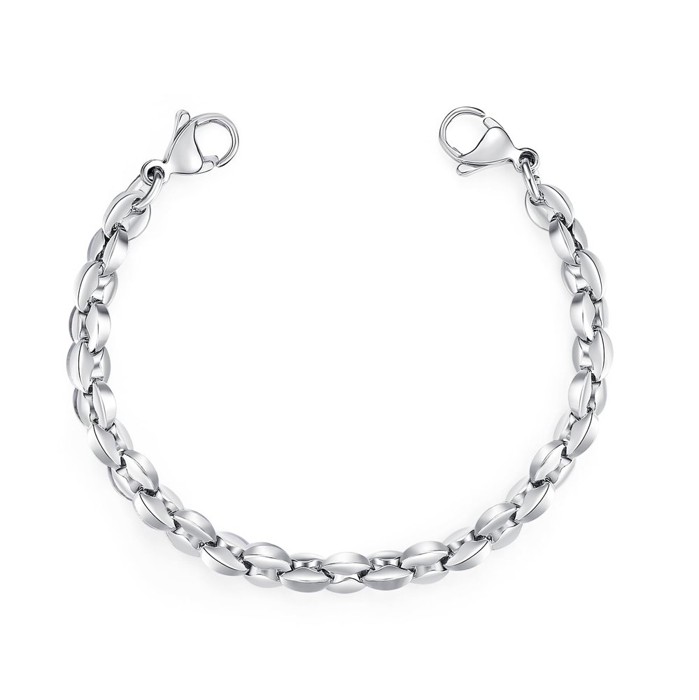 LinnaLove Stainless Steel Interchangeable Chain for Medical Alert id Bracelets for Women and Men (Bean-5 in)