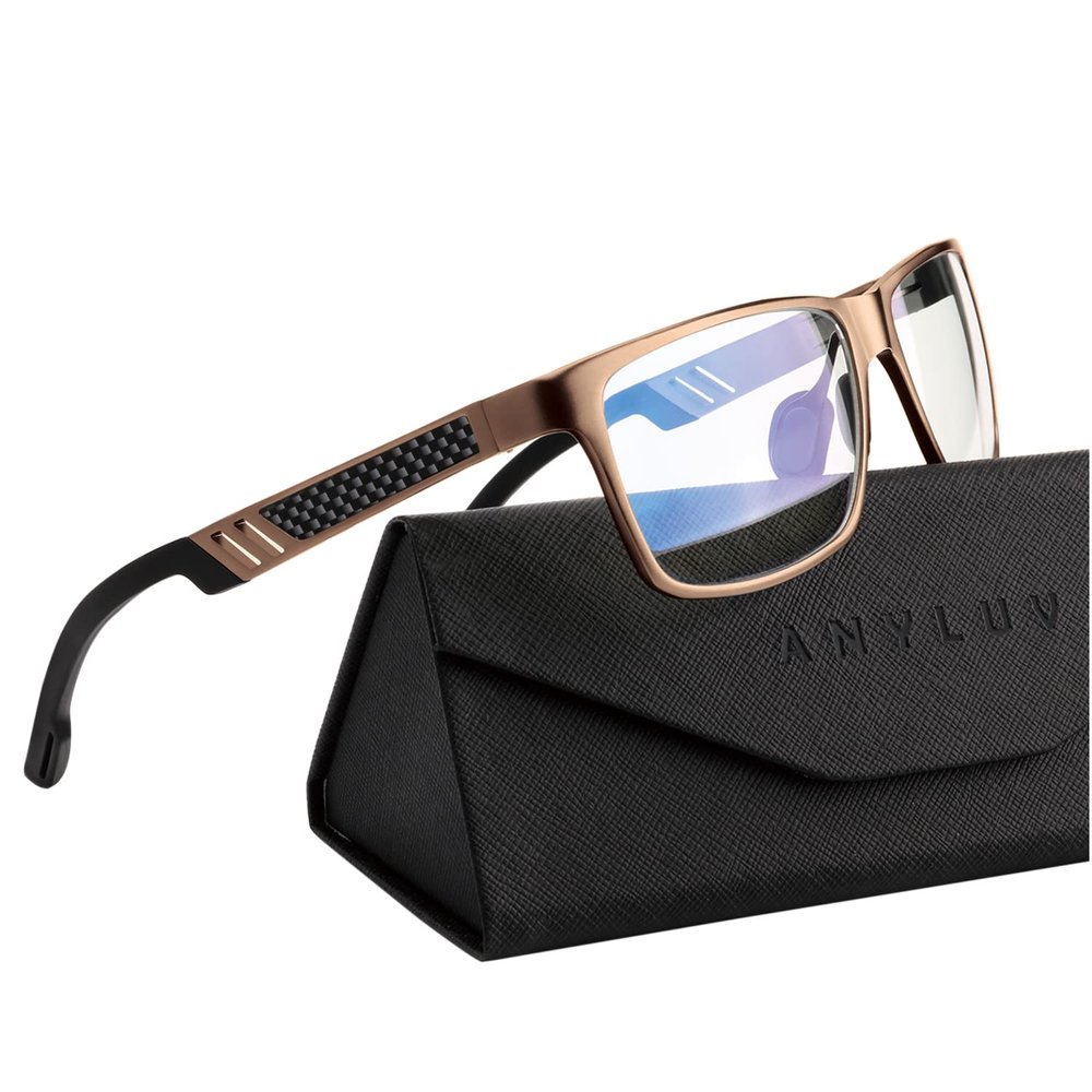 ANYLUV Reading Glasses Men Women Blue Light Blocking, Premium Mens Reading Glasses Al-mg Frame with Spring Hinge Anti Glare