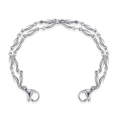LinnaLove Stainless Steel Interchangeable Medical Alert ID Bracelet Chain for Men & Women, Hypoallergenic Replacement Chain (Tag NOT Included), Sizes 5"/6"/7" (Droplets-5 in)