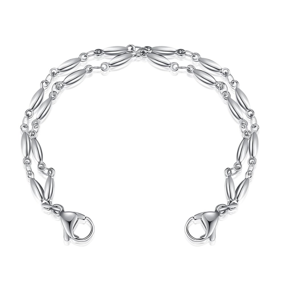 LinnaLove Stainless Steel Interchangeable Medical Alert ID Bracelet Chain for Men & Women, Hypoallergenic Replacement Chain (Tag NOT Included), Sizes 5"/6"/7" (Droplets-5 in)