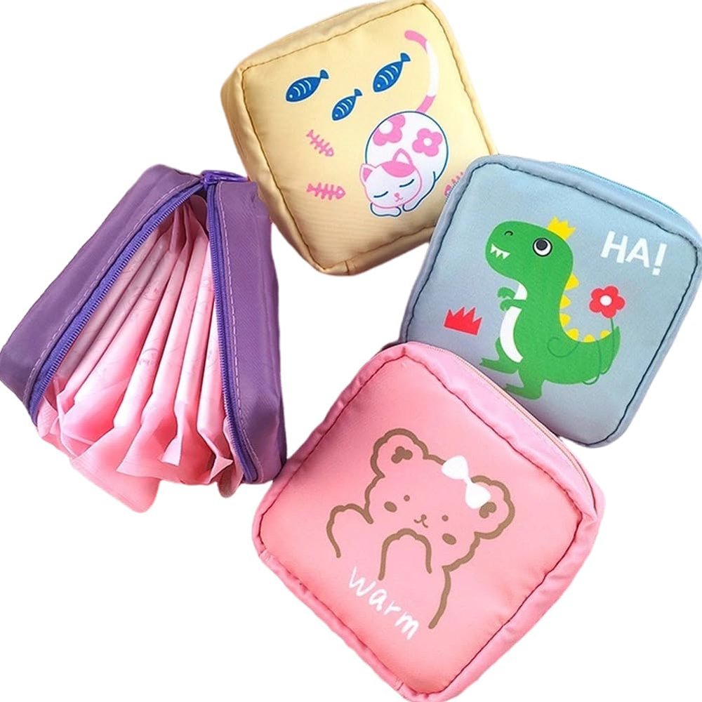 4 Pcs Sanitary Napkin Storage Bag Menstrual Pad Zipper Bag Menstrual Cup Storage Pouch Sanitary Napkin Bag for Women Girl Tween