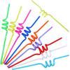 10 Pcs Spiral Colorful Plastic Straw Reusable Plastic Ice Cream Cocktail Luau Hawaiian Beach Long Drinking Straw For Cup view 1