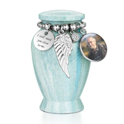 Customized Small Urns for Human Ashes 2.85 Inch Mini Cremation Urns for Mom Dad Aluminum Keepsake Urns for Family Beautiful Mini Keepsake Sharing Urns-Lake Green