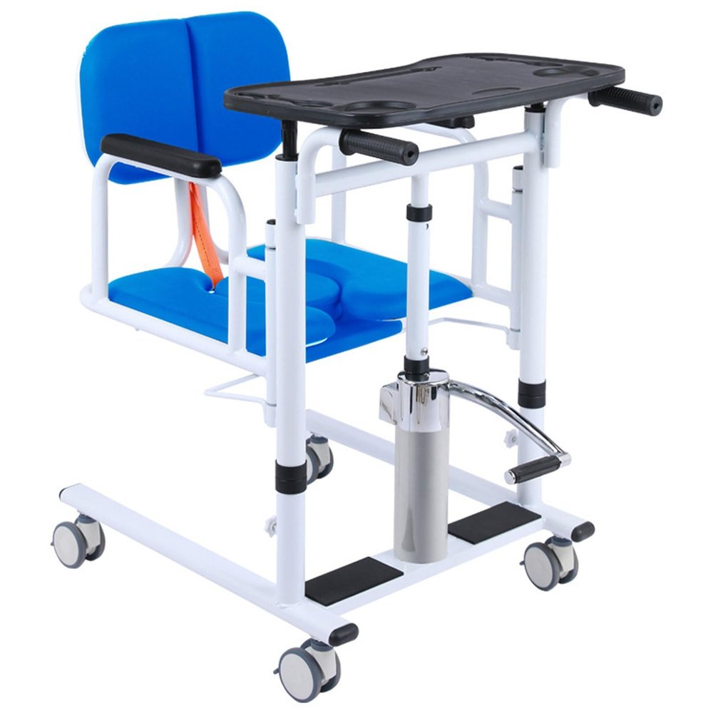 AoForce Sit to Stand Lift for Elderly, Patient Lift Transfer Chair Nursing Lift Wheelchair, with 180 Split Seat for Home Multifunctional Transfer Wheelchair with Potty (Color : Blue)