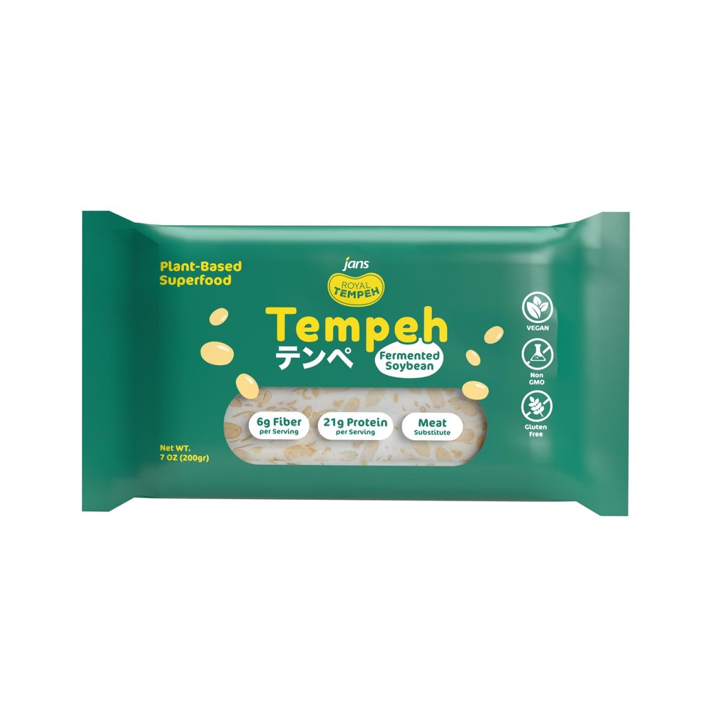 Jans Frozen Royal Tempeh: Wholesome Vegetarian Protein made From Fermented Soy | Elevate your Meals with Authentic Indonesian Flavor | 7.0 OZ (Pack of 1)