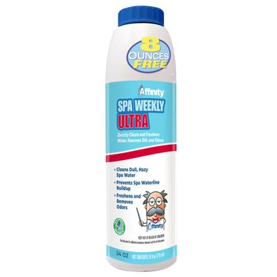 Affinity Spa Weekly Ultra | 2-in-1 Natural Chitosan Clarifier & Biodegradable Enzyme | Powerful Combo Treats Scale, Prevents Scum, & Destroys Organic Matter | Eliminates Smelly Odors | 24 oz.