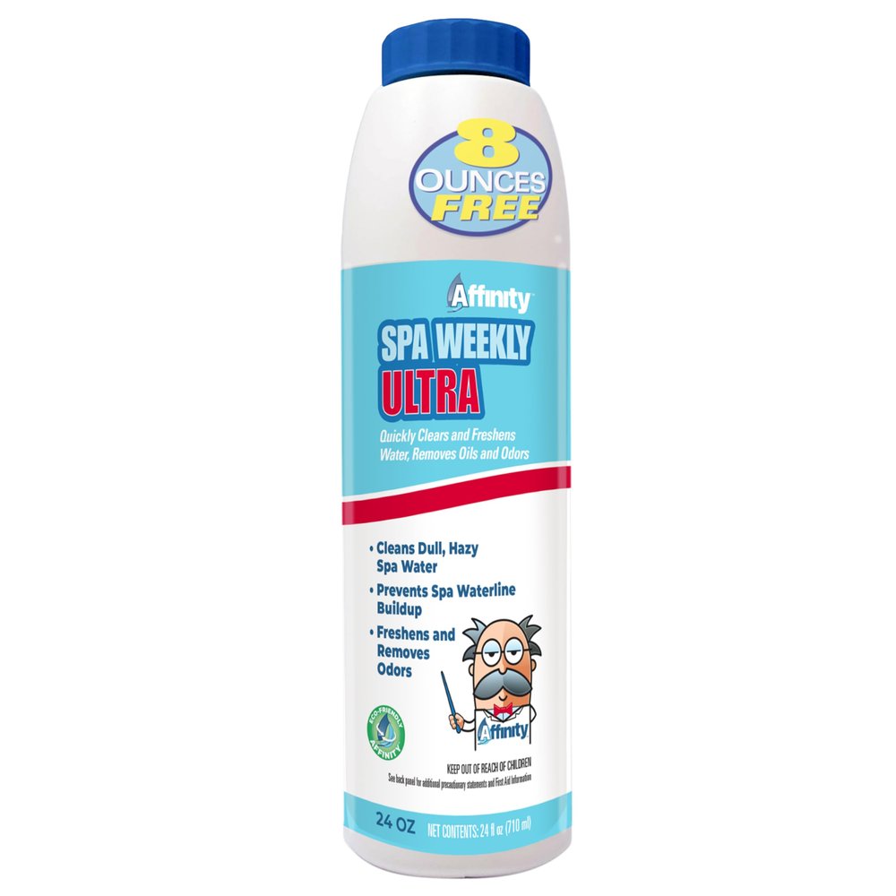 Affinity Spa Weekly Ultra | 2-in-1 Natural Chitosan Clarifier & Biodegradable Enzyme | Powerful Combo Treats Scale, Prevents Scum, & Destroys Organic Matter | Eliminates Smelly Odors | 24 oz.